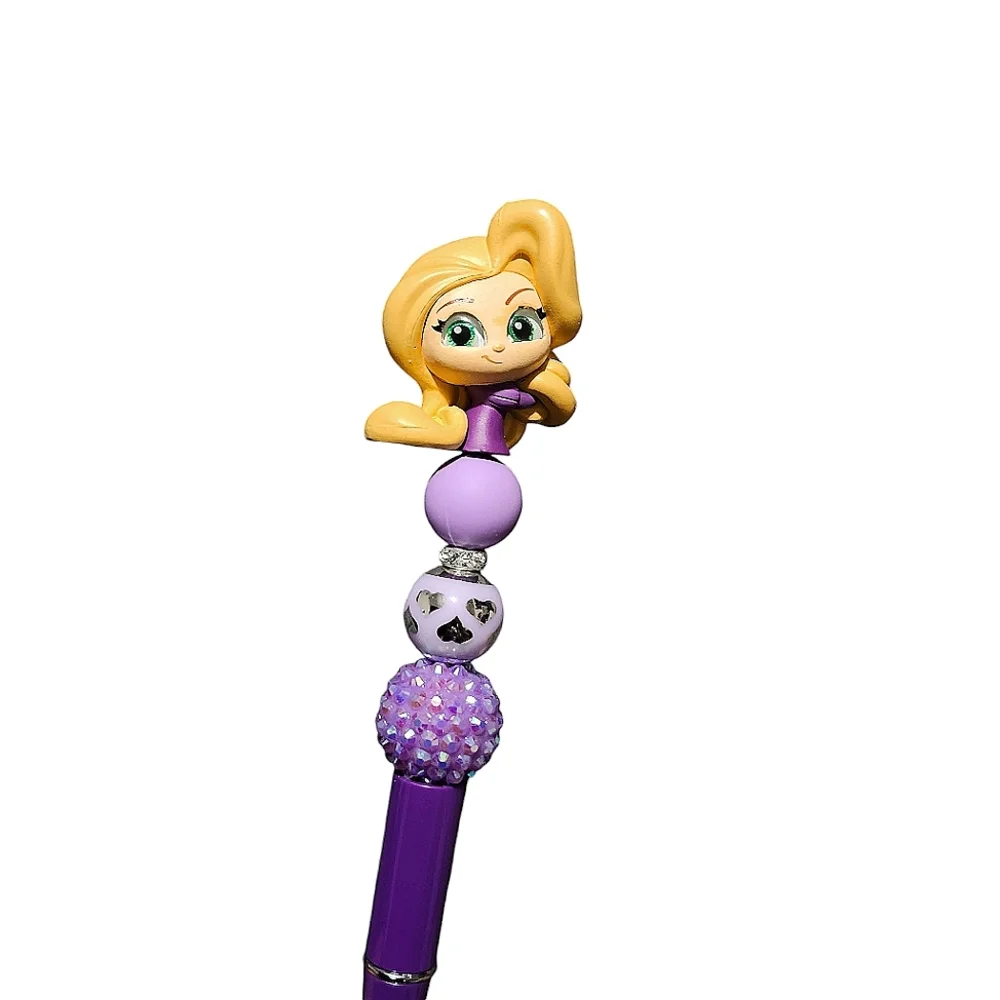 Rapunzel Disney Doorables Beaded Ballpoint Twist Pen Purple Topper
